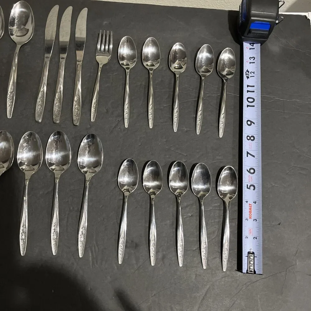 Superior RADIANT ROSE Set Of 22 Flatware USA Stainless Steel Set Vintage MCM